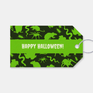 Creepy Crawlies Happy Halloween! Green Pattern Gift Tags