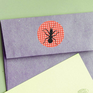 Creepy Crawly Ant Plaid Tablecloth Classic Round Sticker