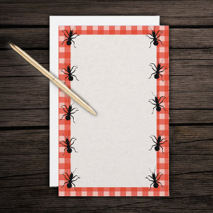 Creepy Crawly Ants Plaid Tablecloth Stationery