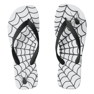 Creepy Crawly Spiders Lurking in Spider Web Jandals