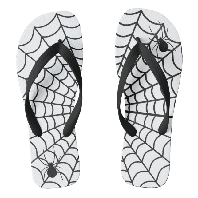 Creepy Crawly Spiders Lurking in Spider Web Jandals (Footbed)