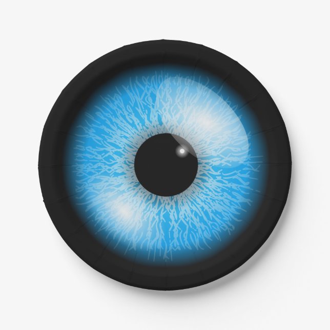 Creepy Creepy Blue Eyeball Halloween Paper Plate (Front)