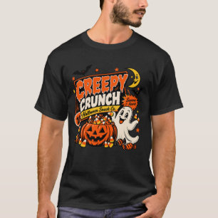 Creepy Crunch Retro Halloween Ghost Pumpkin T-Shirt