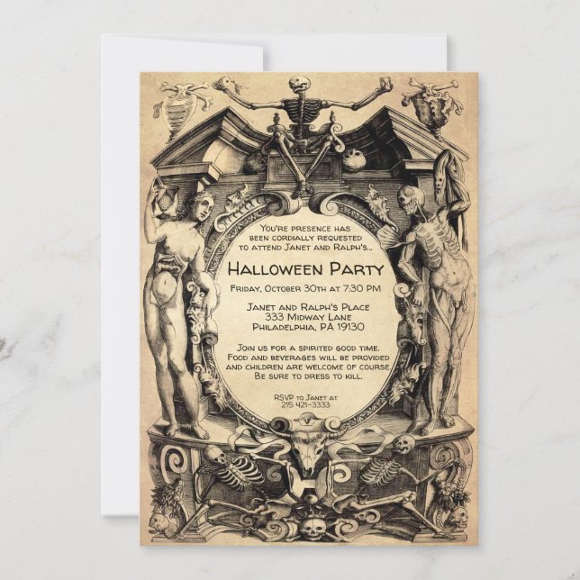 Creepy Customisable Vintage Style Invitation (Front)