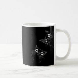 Creepy Cute Black Cat Watching Japanese Gifts Men Coffee Mug