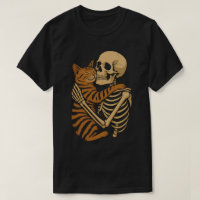 Creepy Cute Cat – Skeleton Hugging Kitty Art