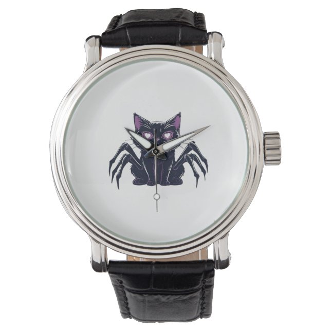 Creepy Cute Cat – Spider Legs & Heart Eyes Classic Watch (Front)