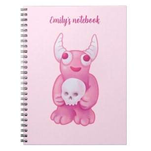 Creepy Cute Demon Pink Skull Pastel Goth Girl Notebook