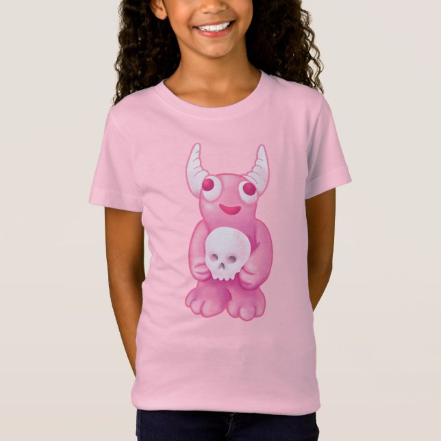 Creepy Cute Demon Pink Skull Pastel Goth  T-Shirt (Front)