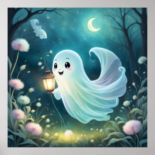 Creepy Cute Ghost Art Poster