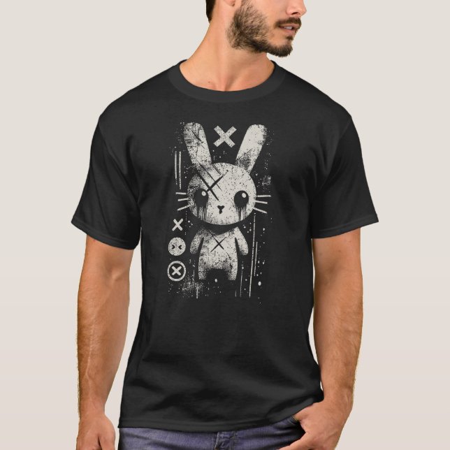Creepy Cute Goth Bunny Horror Kawaii Rabbit Grunge T-Shirt (Front)