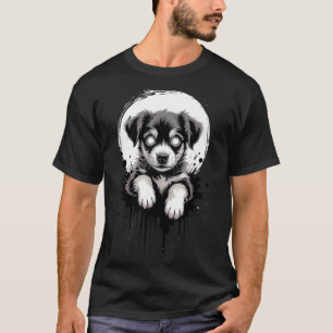 Creepy Cute Goth Dog Horror Puppy Sketch Alt Nge E T-Shirt