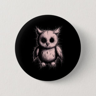 Creepy Cute Goth Owl Horror Sketch Alt Nge Evil  6 Cm Round Badge