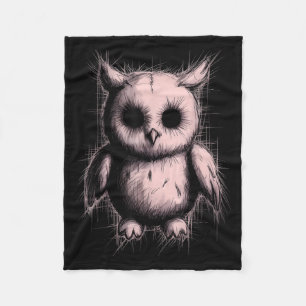 Creepy Cute Goth Owl Horror Sketch Alt Nge Evil  Fleece Blanket