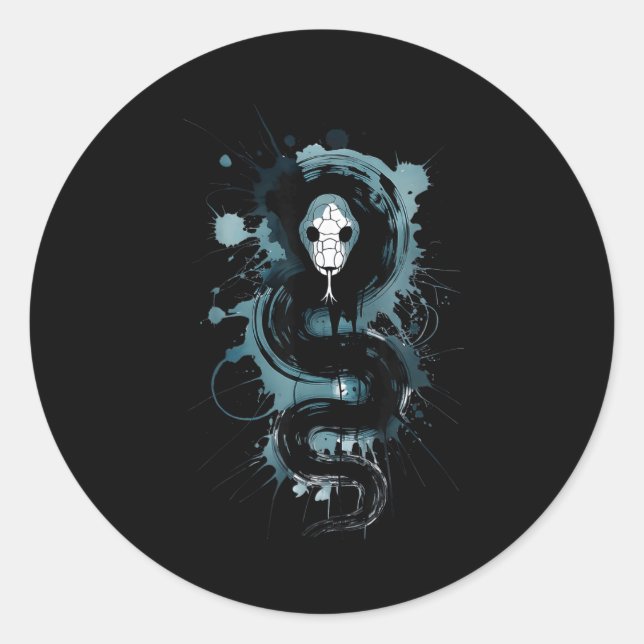 Creepy Cute Goth Snake Horror Snake Sketch Alt Nge Classic Round Sticker (Front)