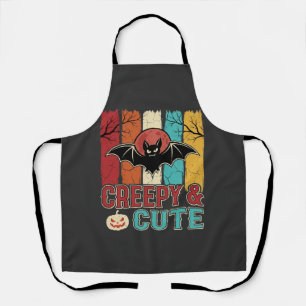 Creepy Cute Halloween Bat Retro Graphic Apron