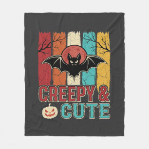 Creepy Cute Halloween Bat Retro Graphic Fleece Blanket