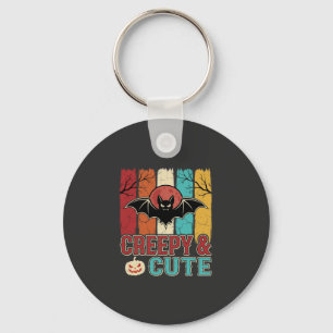 Creepy Cute Halloween Bat Retro Graphic Key Ring
