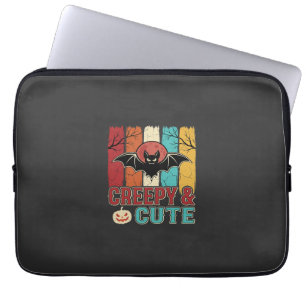 Creepy Cute Halloween Bat Retro Graphic Laptop Sleeve