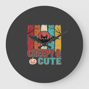 Creepy Cute Halloween Bat Retro Graphic Large Clock