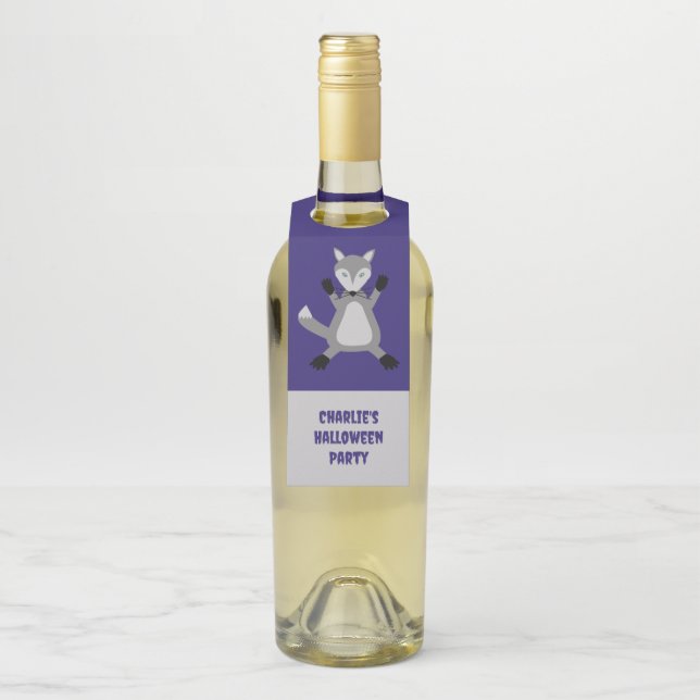 Creepy Cute Halloween Wolf Custom Bottle Tag (On Bottle)