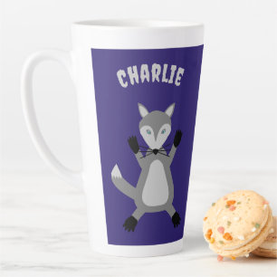 Creepy Cute Halloween Wolf Custom Name Latte Mug
