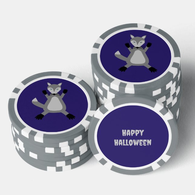Creepy Cute Halloween Wolf Custom Poker Chips (Stack)
