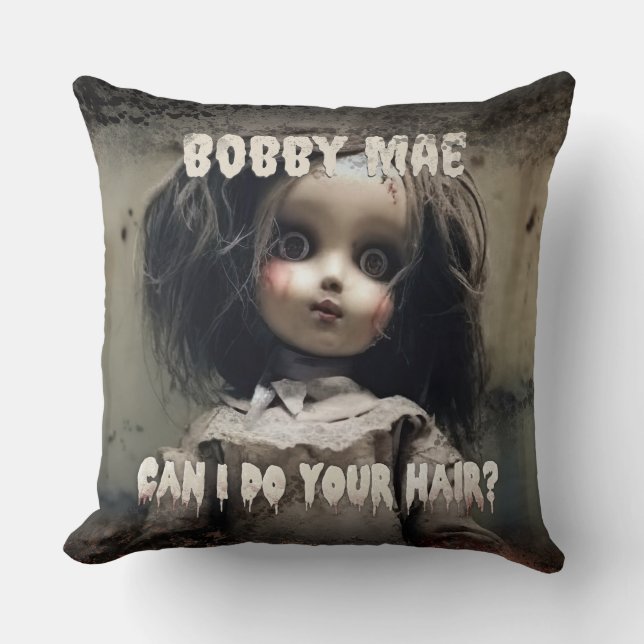 Creepy Cute Haunted Doll Cushion (Front)