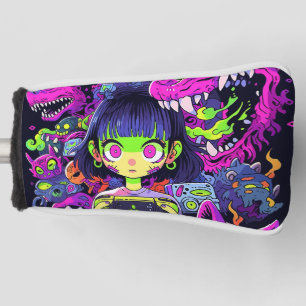 Creepy Cute Horror Anime Gamer Girl Golf Head Cover