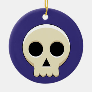Creepy Cute Kawaii Goth Skull Ceramic Tree Decoration