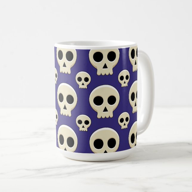 Creepy Cute Kawaii Goth Skull Coffee Mug (Front Right)
