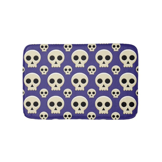 Creepy Cute Kawaii Goth Skull Pattern Bath Mat (Front)