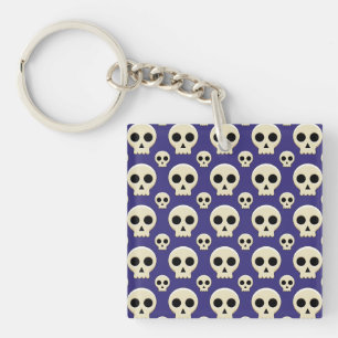 Creepy Cute Kawaii Goth Skull Pattern Key Ring