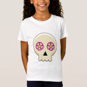 Creepy Cute Kawaii Goth Skull with Flowers T-Shirt
