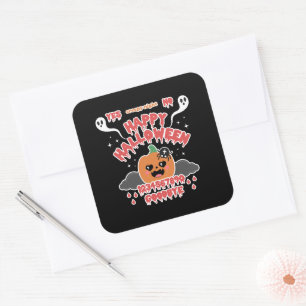 Creepy Cute Kawaii Halloween Ghost Board Square Sticker