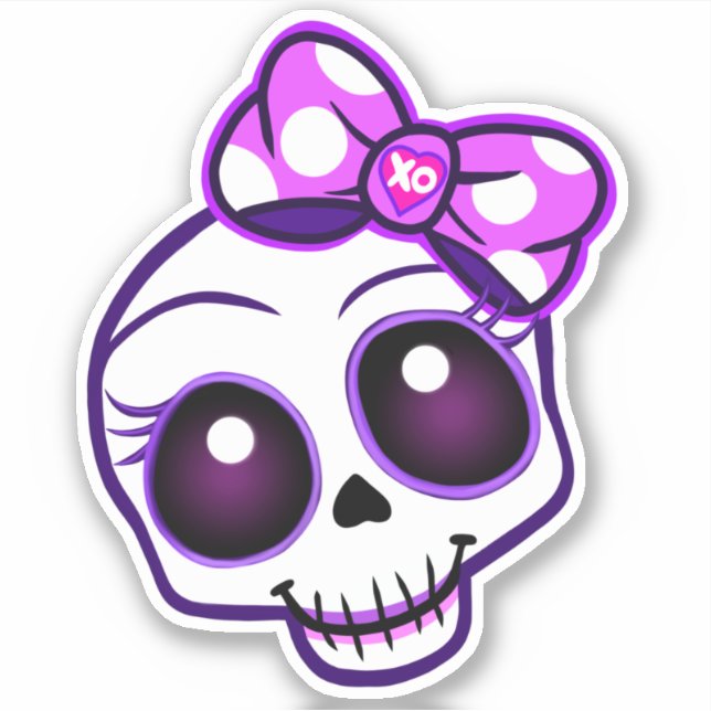 Creepy Cute Kawaii Skull Bumper Sticker (Front)
