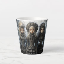 Creepy Cute Lowbrow Girl Latte Cup