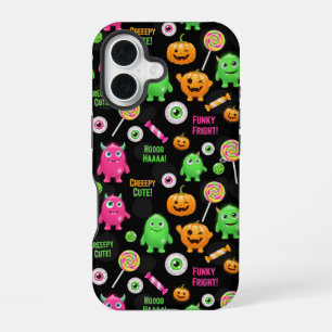 "Creepy Cute" Monsters and Halloween Fun Seamless iPhone 16 Case
