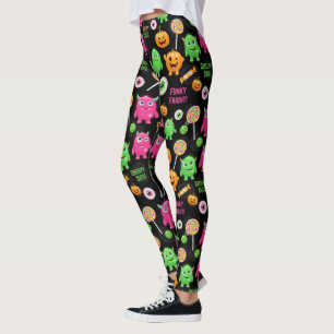 "Creepy Cute" Monsters and Halloween Fun Seamless  Leggings