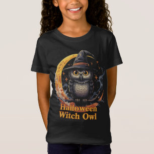 Creepy Cute Owl in Witch Hat for Haunted Halloween T-Shirt