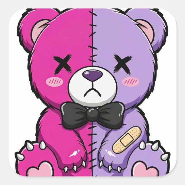 Creepy Cute Pastel Goth Bear Sticker (Front)