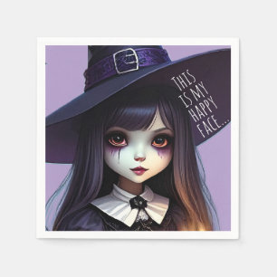 Creepy Cute, Purple Witch Birthday, Gothic Theme Napkin