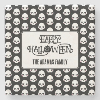 Creepy Cute Skulls With Last Name  Stone Coaster