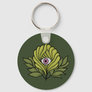Creepy-Cute Spring Plant with Pink Eyeball - Whims Key Ring