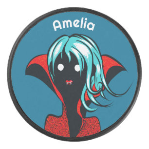 Creepy Cute Vampire Girl - Kawaii Gothic Hockey Puck