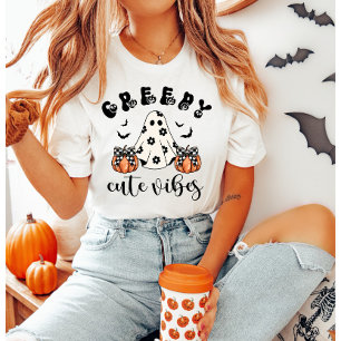 Creepy Cute Vibes Retro Ghost & Pumpkin Coquette T-Shirt