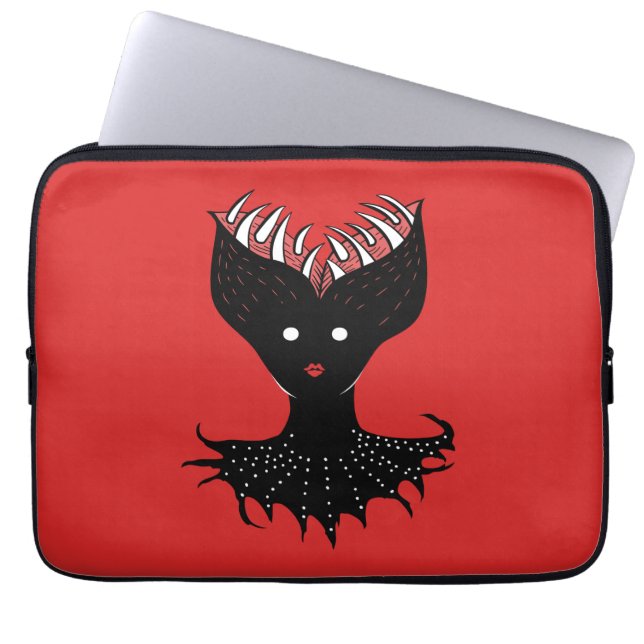 Creepy Demon Girl Dark Gothic Character With Teeth Laptop Sleeve (Front)