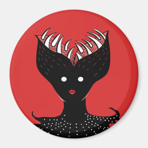 Creepy Demon Girl Dark Gothic Character With Teeth Magnet