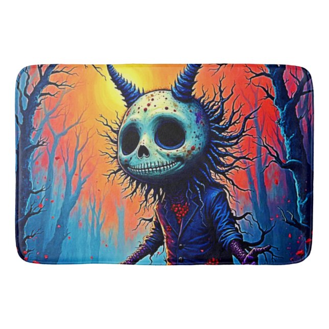 Creepy Demon in Spooky Woods Design Bath Mat (Front)