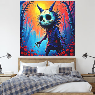 Creepy Demon in Spooky Woods Design Canvas Print